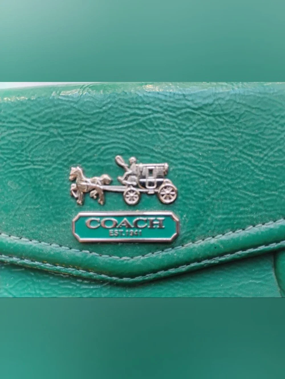 Coach Jade Patent Tri-Fold Wallet